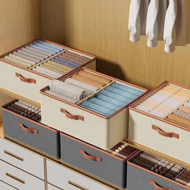 Adjustable Fabric Storage Drawer Organizer with Detachable Dividers | Foldable Cloth Organizer Box for Wardrobe & Closet
