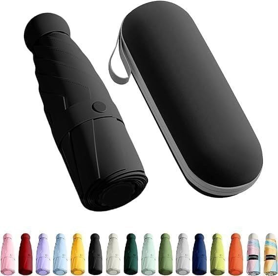 Stylish Mini Capsule Umbrella with Hard Case – Compact | Waterproof | UV Protection | 16 Trendy Colors