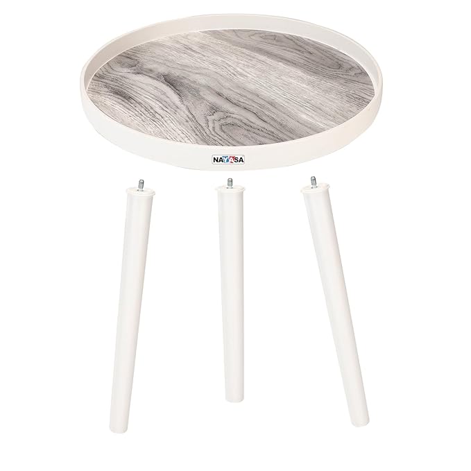 ayasa Round Side Table for Living Room & Bedroom | Modern Plastic Coffee Table | Lightweight Portable Bedside Table | Stylish Multipurpose End Table