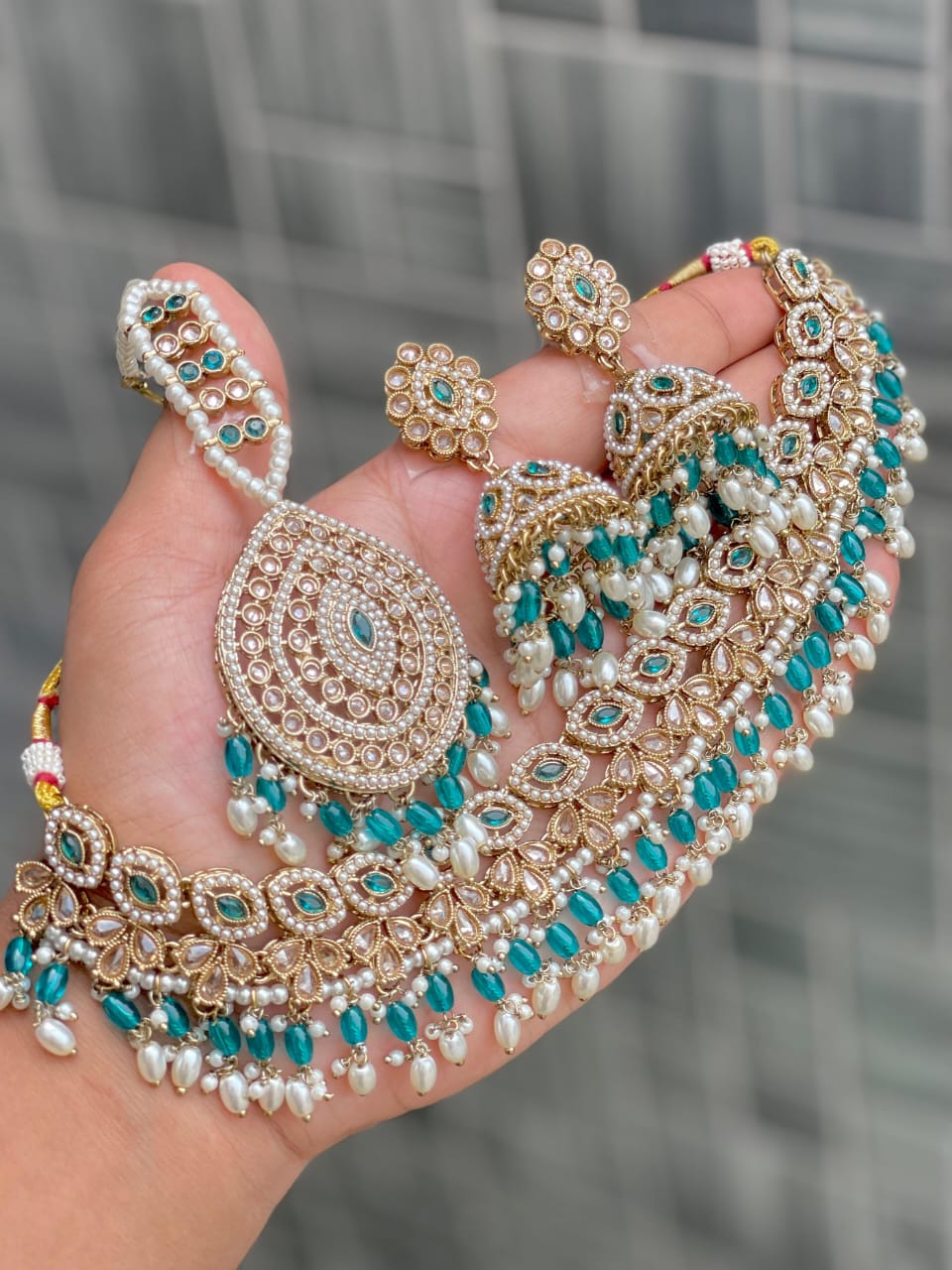 Bridal Kundan Pearl Choker Necklace Set with Different Colour Beads – Traditional Wedding Jewelry