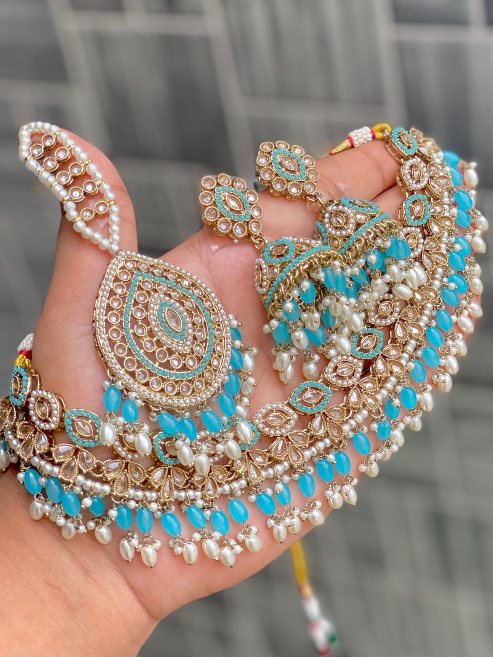 Bridal Kundan Pearl Choker Necklace Set with Different Colour Beads – Traditional Wedding Jewelry