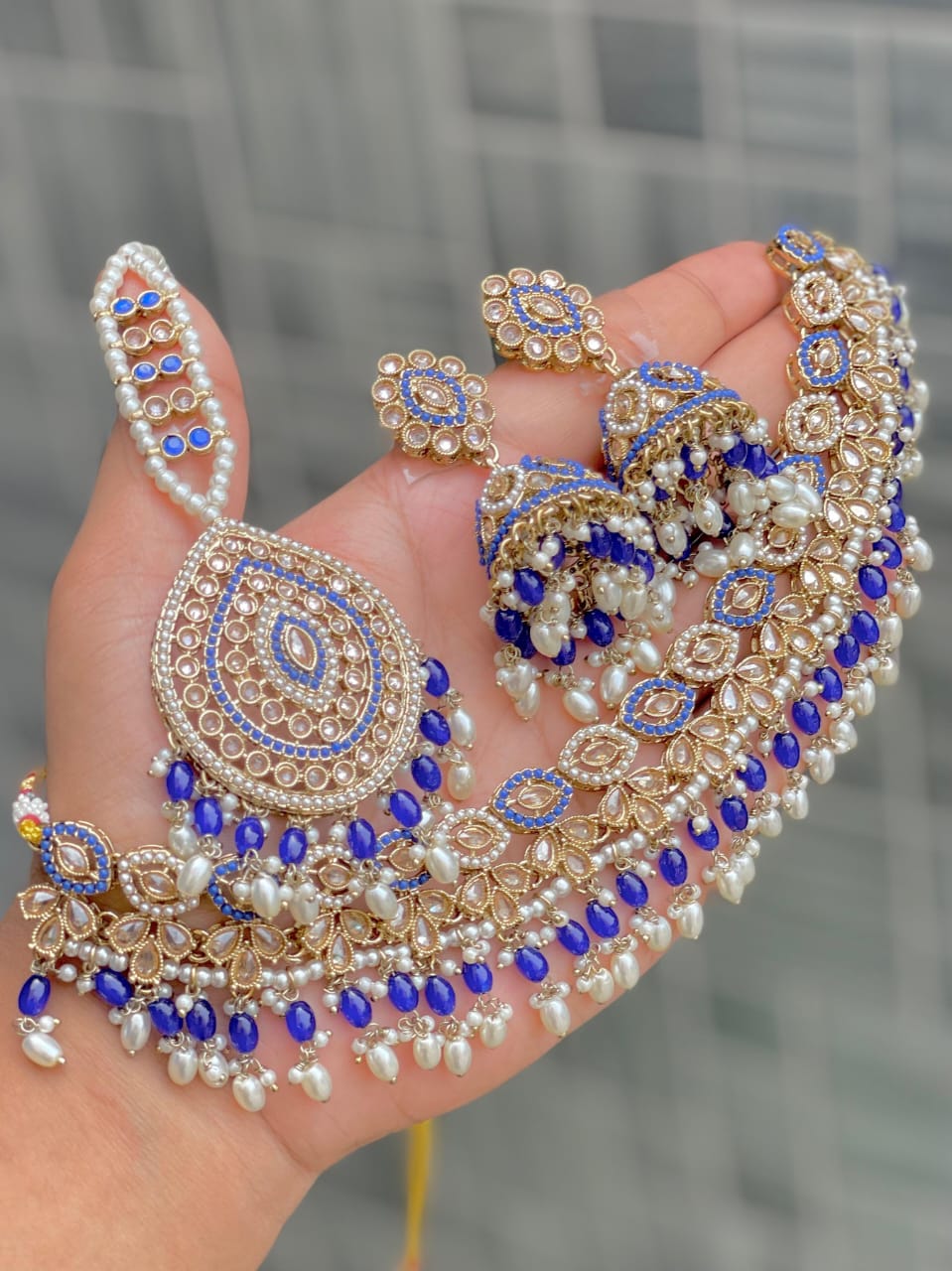 Bridal Kundan Pearl Choker Necklace Set with Different Colour Beads – Traditional Wedding Jewelry