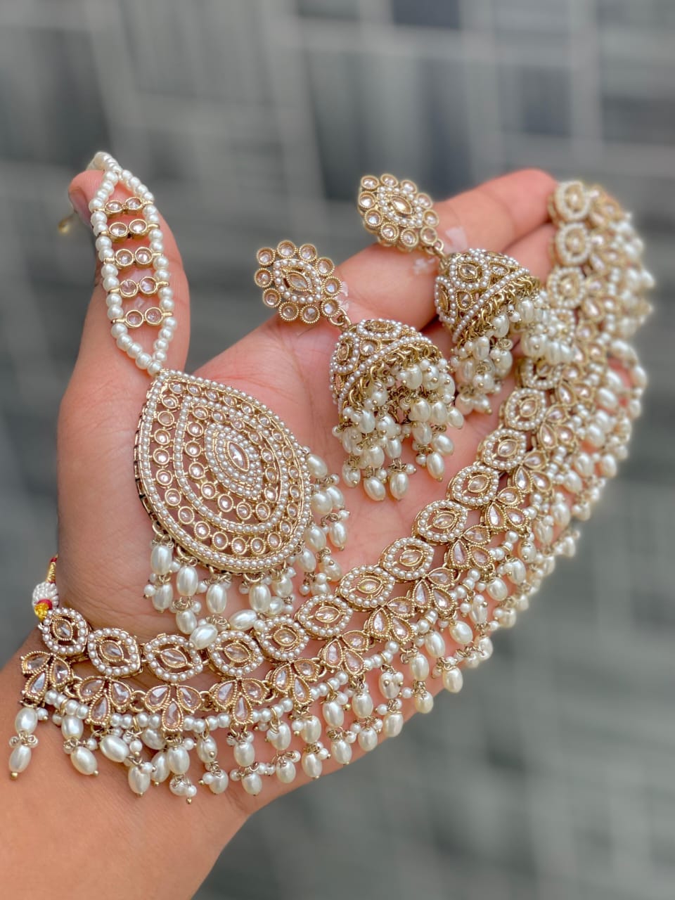 Bridal Kundan Pearl Choker Necklace Set with Different Colour Beads – Traditional Wedding Jewelry