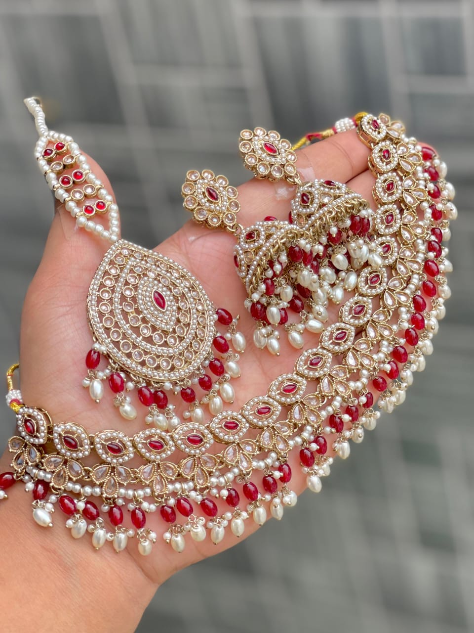 Bridal Kundan Pearl Choker Necklace Set with Different Colour Beads – Traditional Wedding Jewelry