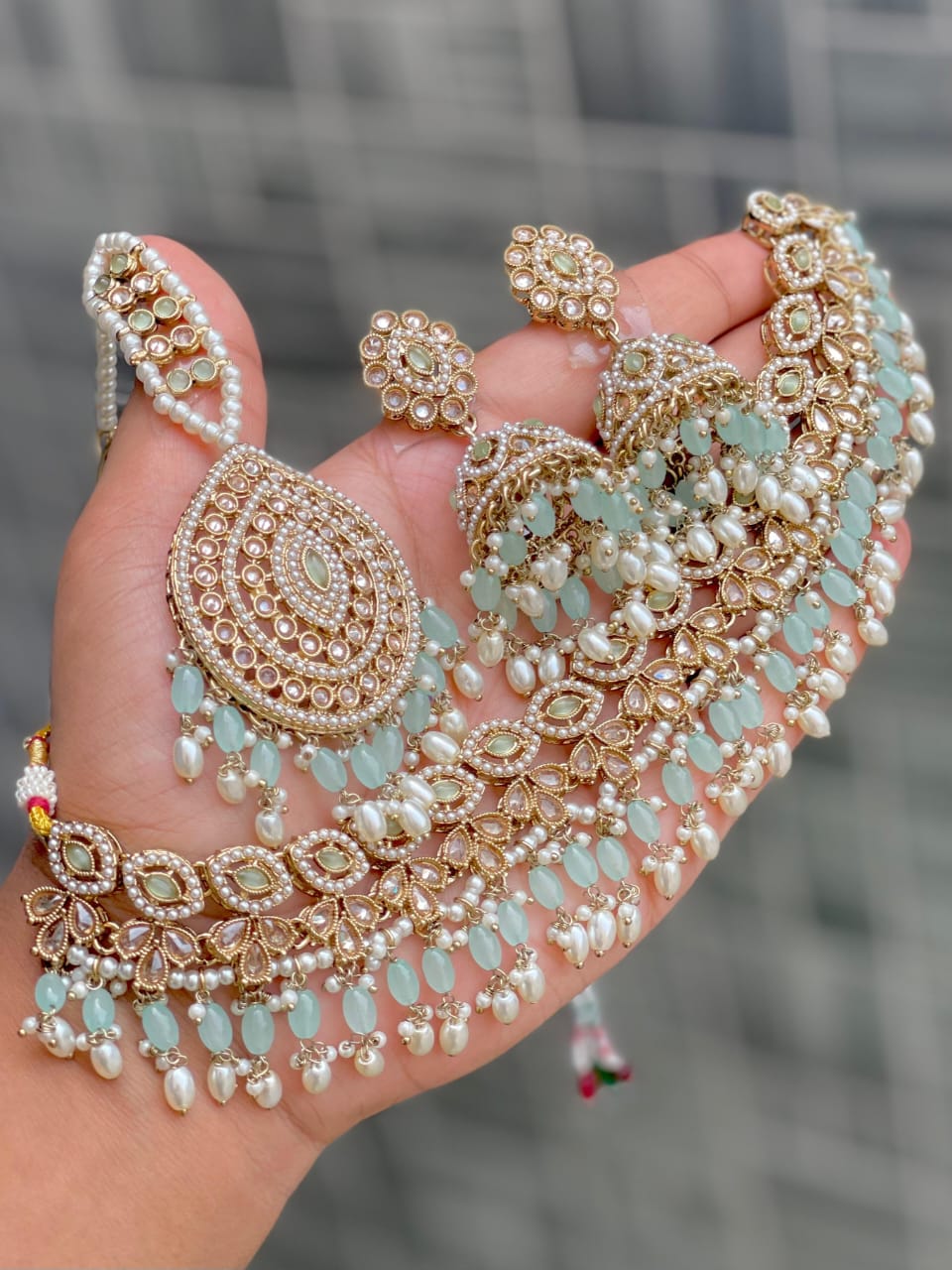 Bridal Kundan Pearl Choker Necklace Set with Different Colour Beads – Traditional Wedding Jewelry