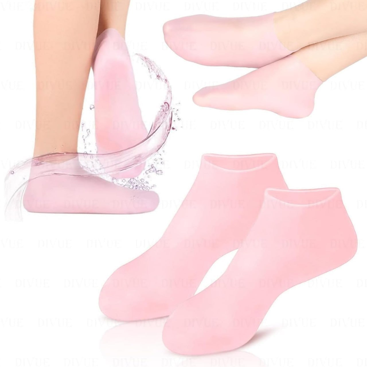 Silicone Gel Heel Socks for Cracked Heels – Soft Moisturizing Spa Socks for Foot Repair ( Pair of 2)