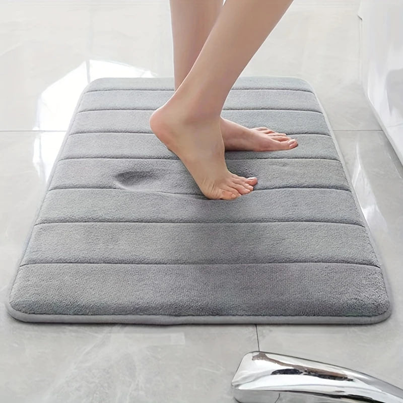 Super Soft Memory Foam Bathroom Mat | Anti-Slip Water Absorbent Bath Rug for Floor, Shower, Toilet & Bedroom β Quick Dry Carpet Mat (Grey)
