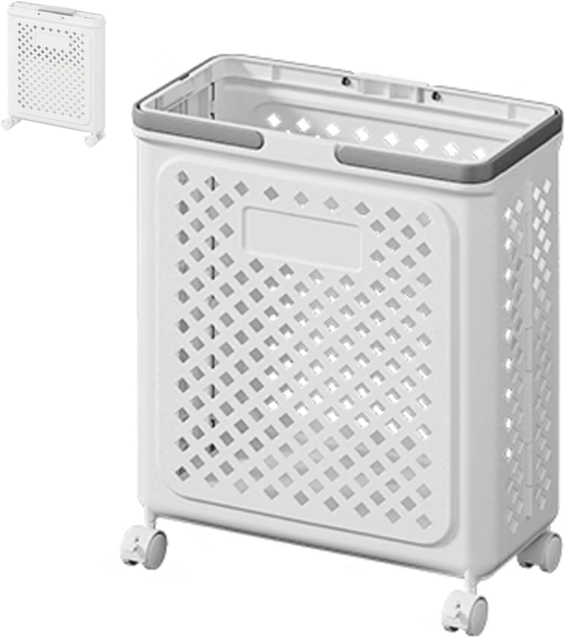 Foldable Rolling Laundry Basket with Wheels | Slim Plastic Clothes Hamper