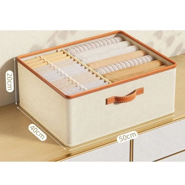 Adjustable Fabric Storage Drawer Organizer with Detachable Dividers | Foldable Cloth Organizer Box for Wardrobe & Closet