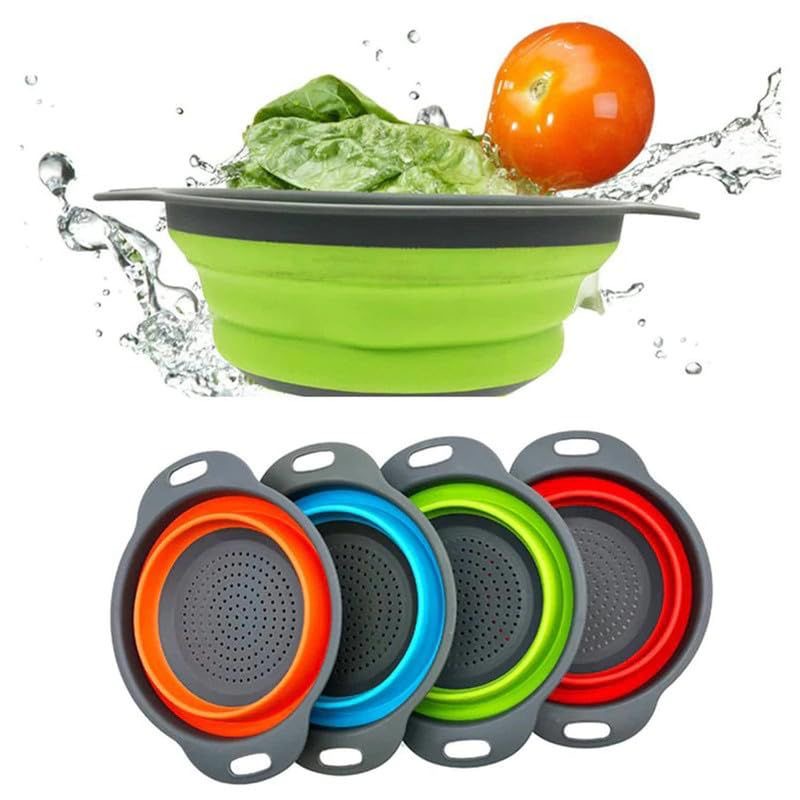 Smart Foldable Silicone Kitchen Strainer Basket – For Food & Fruit Drain