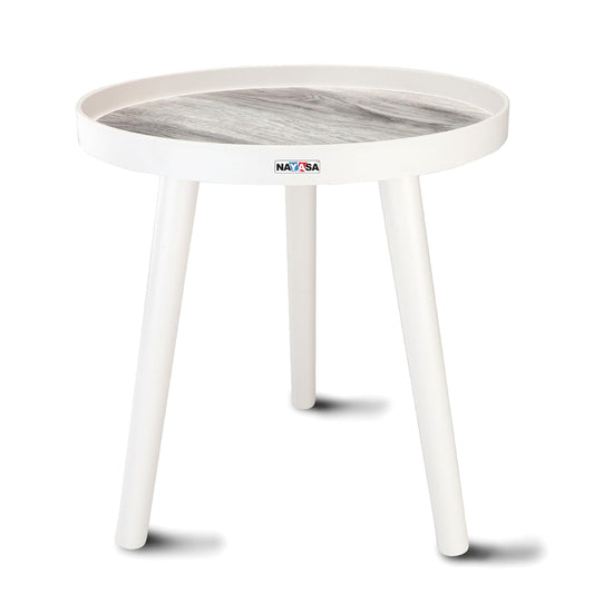 ayasa Round Side Table for Living Room & Bedroom | Modern Plastic Coffee Table | Lightweight Portable Bedside Table | Stylish Multipurpose End Table