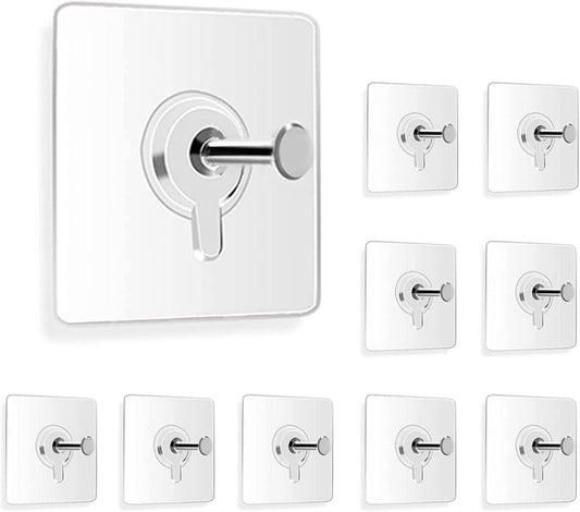 Heavy Duty Transparent Wall Hooks | Self Adhesive Seamless Hooks for Kitchen, Bathroom & Home (Pack of 10)