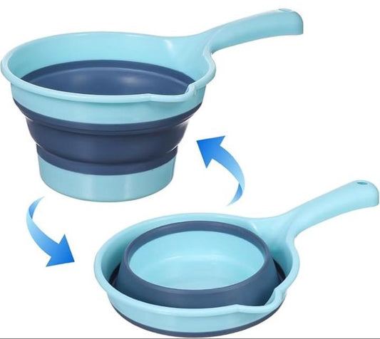 Foldable Silicone Kitchen Strainer Bowl with Handle | Space Saving Collapsible Design for Washing Fruits, Vegetables & Pasta | Portable & Lightweight ( Pack Of 2 )