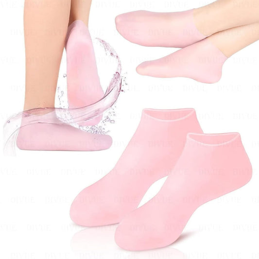 Silicone Gel Heel Socks for Cracked Heels – Soft Moisturizing Spa Socks for Foot Repair ( Pair of 2)