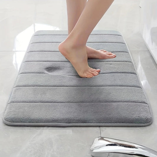 Super Soft Memory Foam Bathroom Mat | Anti-Slip Water Absorbent Bath Rug for Floor, Shower, Toilet & Bedroom – Quick Dry Carpet Mat (Grey)