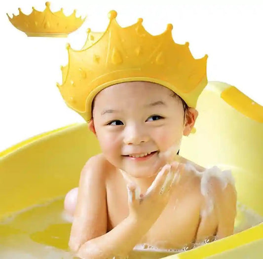 Crown-Shaped Baby Shower Cap | Waterproof Adjustable Bathing Hat for Kids | Eye & Ear Protection | Soft & Safe Shampoo Shield