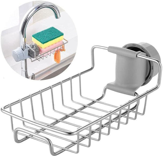 Adjustable Sink Tap Hanging Rack | Stainless Steel Faucet Storage Basket